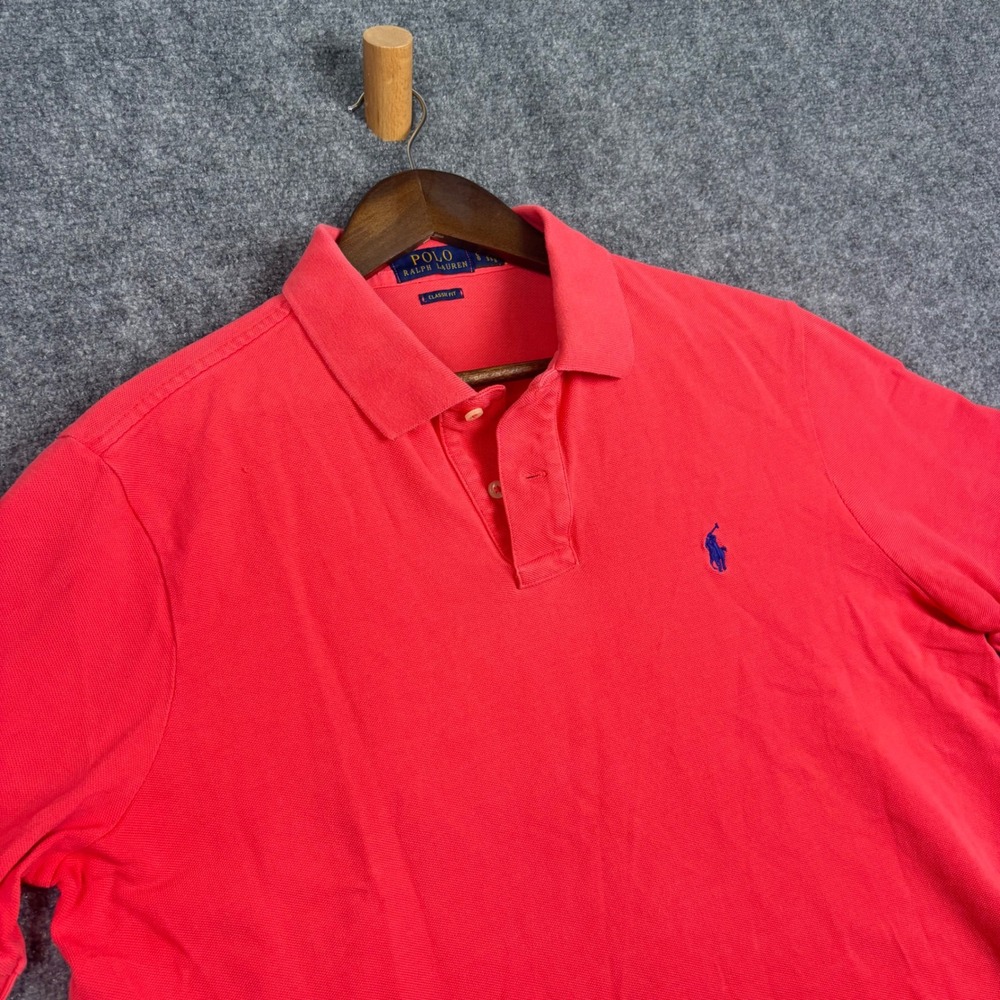 Polo Ralph Lauren Mens Classic Fit Cotton Pique Polo Shirt Coral Pink Large